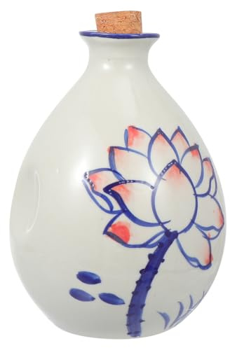 STOBAZA Handbemalter Sake Kessel mit Holzverschluss 1 Satz aus Keramik | Minimalistisches Schlichtes Design, Geeignet für Teehäuser und Restaurants Zufällige Farbe