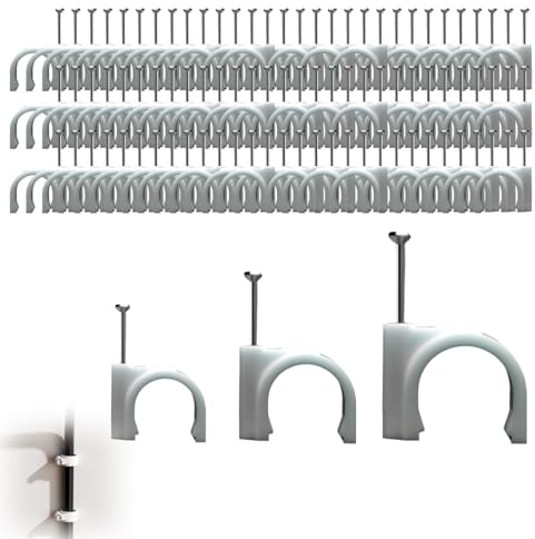 GXGM 300 Pcs Grapas para Cables Redondo, Grapas Cable Pared, Clavos Fuertes, Duraderos, Blancos, Redondos,4mm,6mm,8 mm