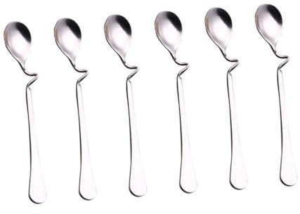 NUOBESTY 6 pièces Cuillères à Café Inox avec Manche Incurvé Ergonomique Cuillères Remuant Café Longues pour Boissons Espresso Jus et Desserts Solides et Confortables pour Bar et Maison