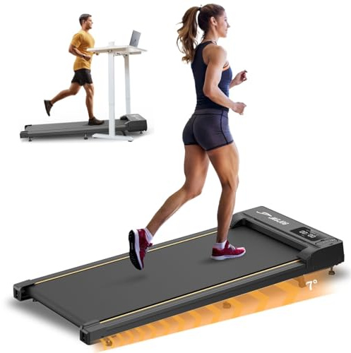 JAGJOG Laufband für Zuhause mit Neigung, Walking Pad mit 7° Steigung, 2.5 PS Laufband Steigung mit Fernbedienung und LED Anzeige, 1-6 Km/h Walking Pad Schreibtisch 120 kg (Dunkelschwarz)