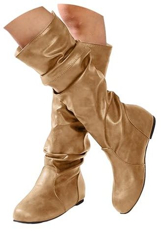 Generico Stivali da Donna Alti con Pieghe Moda Inverno - Comodi Stivali Termici per Uso Casuale Quotidiano, Outfit di Moda, Design Moderno e Detagli Eleganti per Donne