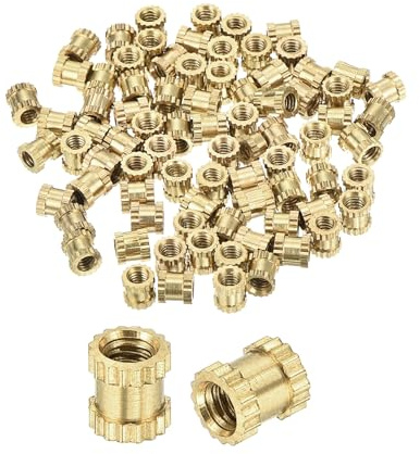 QUARKZMAN 200 Stück Gewindeeinsätze, M2.5x4x3.8mm Rändelmutter Aus Messing I-Förmige Doppeldurchgang Einpressmutter Für 3D Druckteile Laptop Automobil Kunststoffgehäuse