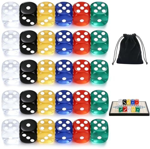 KALUROIL Farbige Würfel Set – 6 Farben, 14mm Größe, Hochwertige Plastik Würfel für Spiele, Zählspiele und Bastelprojekte, Langlebig & Komfortabel in der Hand, Ideal für Schule und Lernaktivitäten