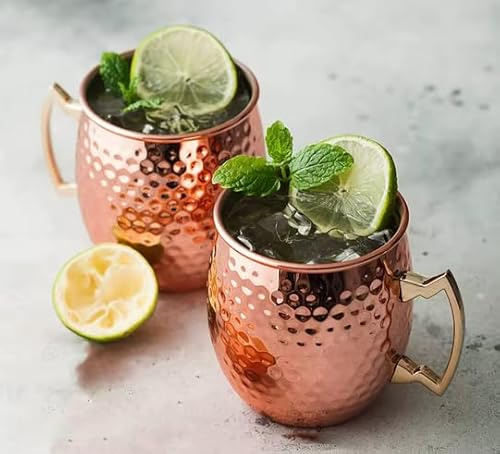 Generisch 2x Kupferbecher gehämmert. je 530 ml | Moscow Mule Cup | Edles Design – rostfrei, hygienisch & geschmacksneutral – für Heiß- & Kaltgetränke, Zuhause, Camping & als Geschenk
