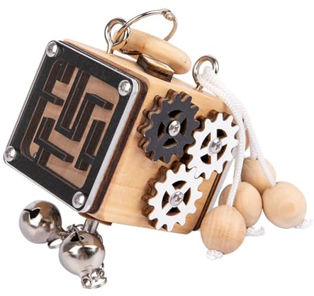 LLTCMYGS Montessori Trä Busy Cube, 6-i-1 Multifunktionell Fidget-aktivitetskube för småbarn,Model b