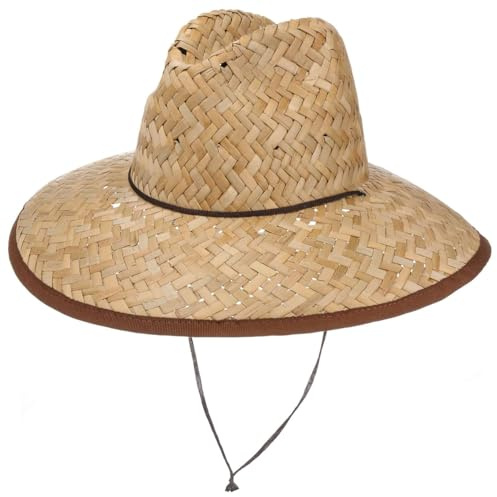 Lipodo Lifeguard Stråhatt Damer/Herrar - Made in Italy solhatt strandhatt semesterhatt med hakband, kantband Sommar Vår-sommar - One Size natur