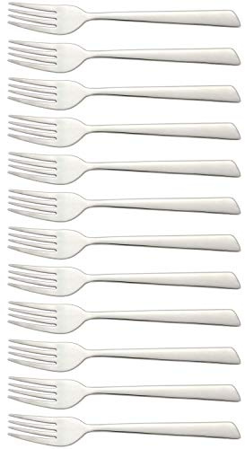 Arcos Serie Toscana Caja de 12 uds Tenedor de Postre, Monoblock de una pieza en Acero Inoxidable 18/10 y 180 mm, Color Plata (12 uds)