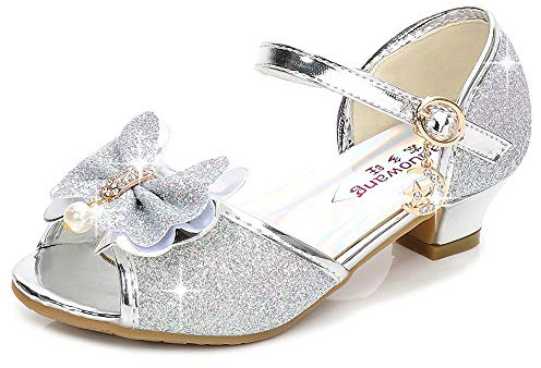 New front YONIER Scarpe con Tacco Ragazza Ballerine Bambina Cerimonia Festa Lustrino Nozze Scarpe da Principessa Eleganti Piatto Singole Ballerina Bimba Cristallo Bling Sandali