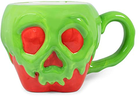 Disney Evil Queen - Taza de café de cerámica esculpida con manzana venenosa | Accesorios de cocina oficiales de Blancanieves | Juego de vasos novedosos para bar en casa | Capacidad para 20 onzas