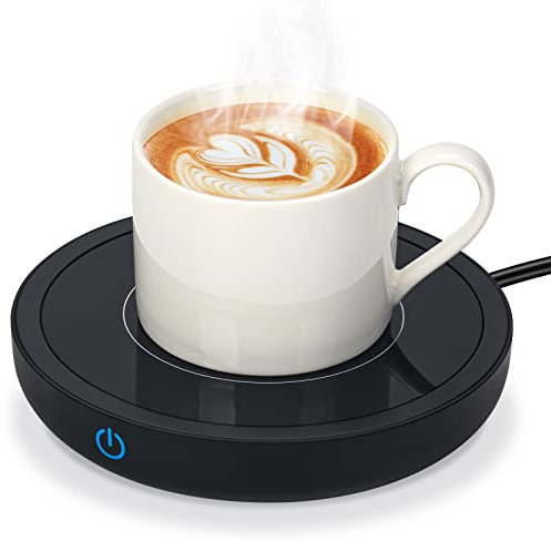 Tassenwärmer Getränkewärmer mit Elektrisch Warmhalteplatte bis zu 80℃ für den Schreibtisch, Kaffeetassenwärmer mit 3 Temperatureinstellungen zum Erhitzen von Kaffee, Tee, Milch, Kakao (Schwarz)