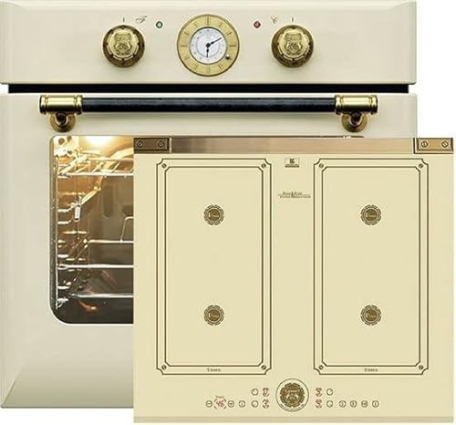 Kaiser Olan Ensemble de cuisine Four encastrable autarcique EH 6432 ElfBE Eco+KCT 6745 ElfAD, Rétro Electrique, 68 L, tournebroche, 10 fonctions+plaque de cuisson à induction 60 cm, Free Zone, Iviore