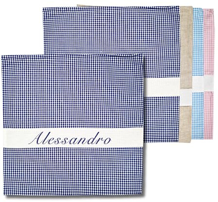 Coccole - Set Asilo Personalizzato 2 Sacche - Sacca Asilo Personalizzata 2pz per Bimbo/Bimba con Motivo Quadretti Blu in Cotone Anallergico - Set Personalizzato con Nome 100% Made in Italy