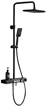 Klobvtt 3-Funktions-Duschset, höhenverstellbares Kopfbrause-Set, alle Kupfer-Thermostat-Badezimmer-Duschsets, übergroßer Top-Spray-Duschkopf mit Handbrause