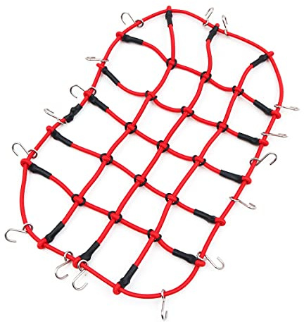 WANGCL RC Cargo Net Roof Rack Accessories Elastic Storage Net with Hook for 1/10 RC Car RC Crawler Monster Trucks Compatible with D90 SCX10 90046 Traxxas TRX-4 - Red