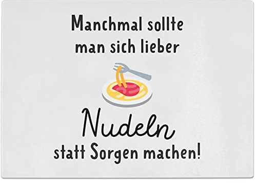 JUNIWORDS Glasschneidebrett, Manchmal sollte man sich lieber Nudeln statt Sorgen machen! (1008227)