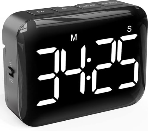 Digitaler Küchentimer, Magnetrückseite, großes Display für Kochen & Schule | 99-Min Countdown & Count Up Timer, einstellbare Helligkeit & Lautstärke, batteriebetrieben, für Backen, Lehrer, Kinder