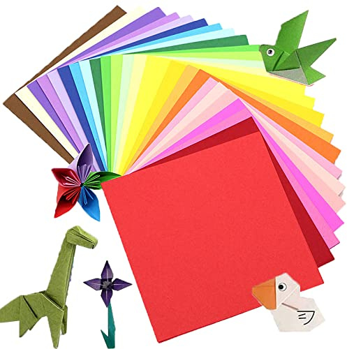 FLOTRUTE Carta Origami 200 Fogli Carta Origami Fronte/Retro Carta Kraft Colorata 15 x 15 cm/6 Pollici 20 Colori Carta Pieghevole Origami per Decorazioni Fai da Te
