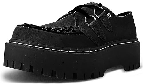 T.U.K. Double Decker Creeper - Herren und Damen Schnürschuhe - Farbe Black Suede - Größe EU39