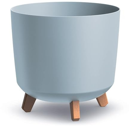 BirnePower Blumentopf Gracia Slim Pflanzkübel auf Füßen, Blumenkübel Rund mit Einsatz, Übertopf Kunststoff Matt, Pflanztopf Hoch(Höhe 28,5cm, Grau)