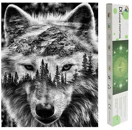DCIDBEI Diamond Painting Quadratische Steine 40x50 cm Square Drill Diamond Painting Wolf Malen nach Zahlen Wolf Diamant Painting Bilder Erwachsene Diamant Malerei Set Stickbilder Erwachsene Tiere