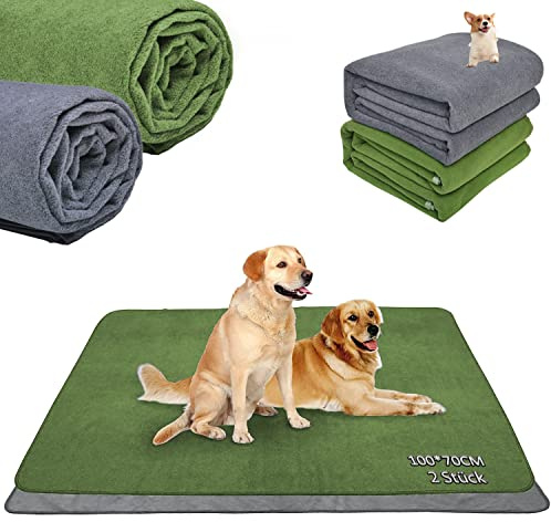 Welpenunterlagen Waschbar, 2er Schnell Absorbierend Puppy Pads 100x70 cm | Auslaufsichere, Rutschfeste Urin Unterlage für Welpen, Alte und Inkontinente Hunde, einsetzbar für Laufstall, Kiste, Sofa