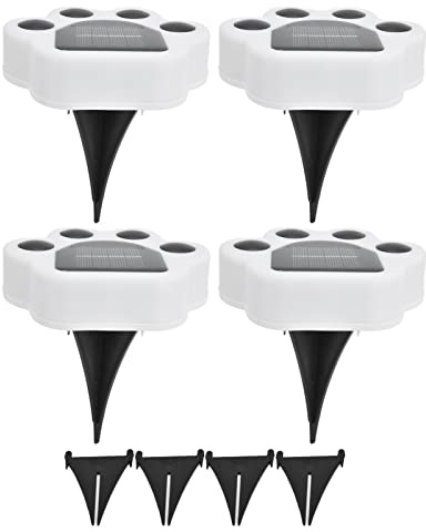 Niedliche LED-Vergrabungslampen in Pfotenform Mit Erdungssteckern(weißes Licht), 4 Stück Solar-Pfotenlichter Für Gartendekoration,