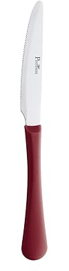 PINTINOX Lot de 12 couteaux de table Stresa Colour rouge, acier inoxydable, poignée antidérapante en polypropylène ergonomique