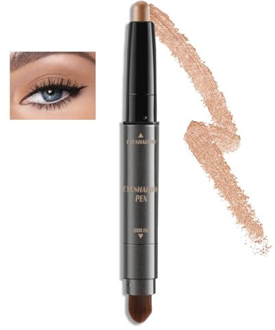 Boobeen Lidschattenstift, Creme-Lidschatten-Stift mit Mischpinsel, schimmernder und matter Lidschatten-Stift, wasserfest & lang anhaltend
