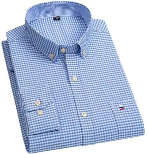 Adhdyuud - Camicie casual da uomo in cotone Oxford, business, tinta unita, vestibilità regolare, a maniche lunghe, motivo scozzese, a righe, 3XL