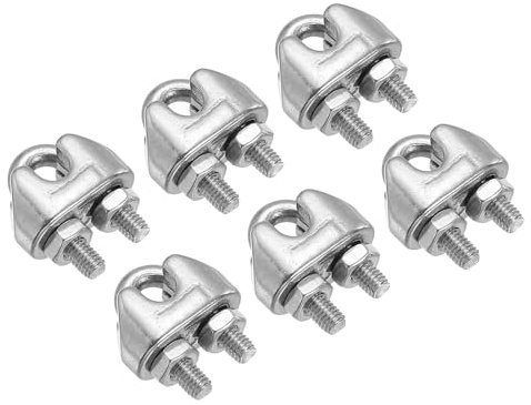 PATIKIL 5/64 / 2mm Drahtseilklemme, 6 Stück M2 U-Bügel aus 304 Edelstahl zur Befestigung von Geländern, Silberfarben