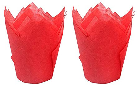 Pirottini for cupcake Tulipano, 100 pirottini standard, carta da forno a tulipano, pirottini for muffin antigrasso, for matrimoni, compleanni, feste di Natale, baby shower, anniversari, tutti i festiv
