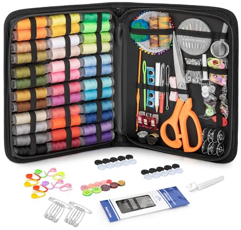 KEYHOT Nähset Grundausstattung, Reisenähset Nadel und Faden Set, Nähmaschine Nähzeug Set mit Inhalt für unterwegs Hochwertig Anfänger mit Knöpfen（200PCS）
