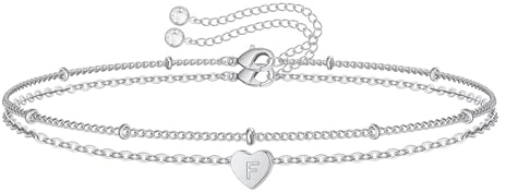 TINGN Gold Silber Herz Armband Damen, 14K Gold/Weißgold Vergoldet Buchstaben Armband Mädchen Herz Armbänder Schmuck Damen Jubiläum Geschenk Geburtstag Geschenke für Sie Frauen Freundin Mädchen