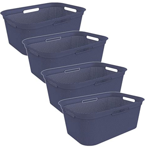 Rotho Brisen 4er-Set Wäschekorb 40l, Kunststoff (PP) BPA-frei, blau, 4 x 40l (59.6 x 39.6 x 23.2 cm)… (Blau)