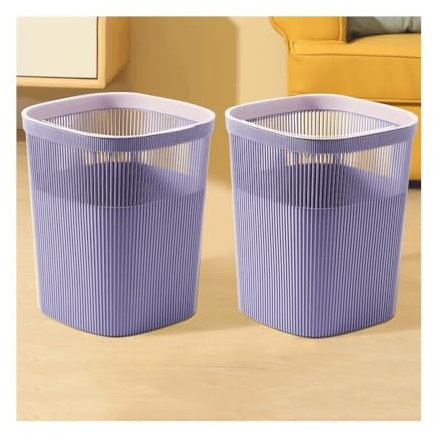 CLQYXRMVC Poubelle Poubelle Ronde en Plastique avec Anneau de Pression, Lot de 2, for la Cuisine et Le café, Grande/Petite, Violet/Jaune Corbeille à Papier(Purple,Grand)
