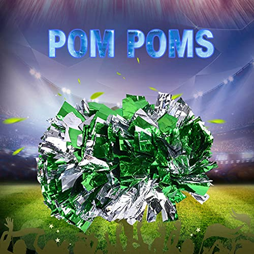 Lixada Cheerleading-Pompons, Cheerleader-Pompons, Cheerleader-Haarschleife für Mädchen, Cheer-Pompons für Teamgeist, Sport, Tanz, Party, Schule, Jubel (grün+Gold)