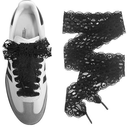 UamGlsob Lacets Plats en Dentelle 3cm à Motif Floral | Rubans Doux et Lisses Style Romantique Ballet pour Baskets Femme