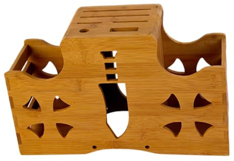 Cabilock Support de Rangement pour Couteaux Accessoire Cuisine Robuste et Pratique Porte-ciseaux en Bambou Marron pour Organiser Ustensiles Cuisine