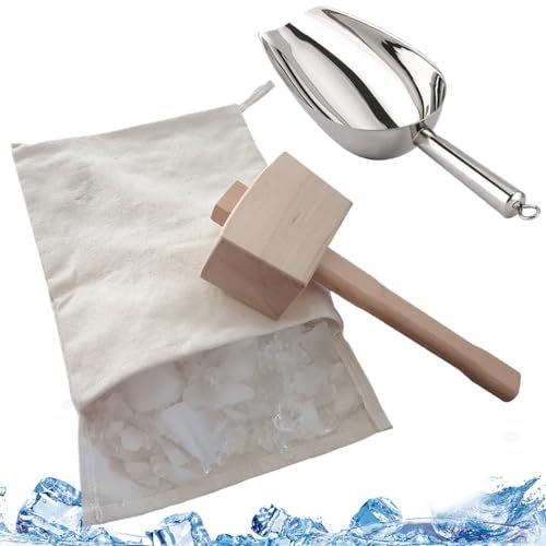 Ice Mallet and Bag with Ice Scoop 3Pcs/Set Food Grade Manual Ice Crusher Reusable Professional Ice Crusher for Home Use Bar Party Bartending