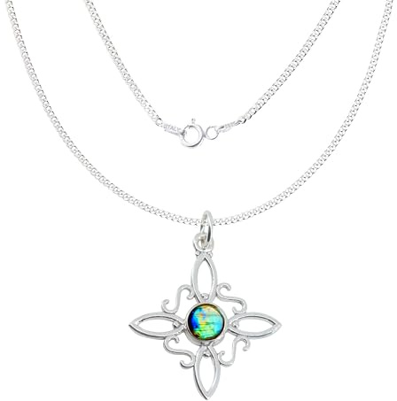 Only faith Collana nodo di strega in argento Sterling con pietra naturale, da donna, in argento Sterling 925 italiano, 50 cm, con confezione regalo, Pequeño, Argento, Quarzo