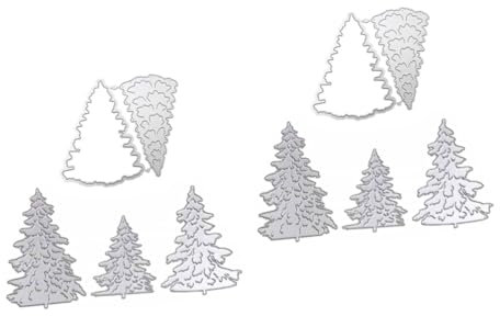 SHINEOFI 2 Sätze Weihnachtsbaumform Stanzformen Dekorationen Klein Prägung Weihnachtsdeko Christmas Decorations Baum Schneiden Stirbt Präge Stirbt Rostfreier Stahl Silver 5 Stück * 2