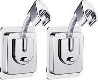 2er Set Duschkopfhalterung Ohne Bohren – 360° Verstellbare Handbrause Halterung, Starke Selbstklebende Duschkopf Halterung, Wasserdichte Silikon Shower Head Holder für Bad