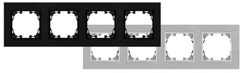 Ram - aluminiumram för 4 moduler, svart färg, elegant design, robust och lätt, perfekt för elinstallation