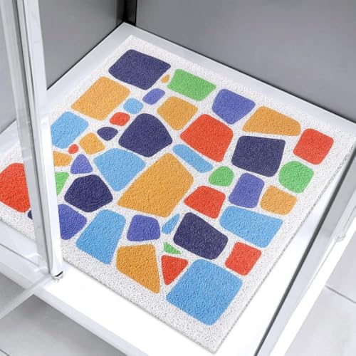 Duschmatte rutschfest 60x60cm, Weich Komfort Badematte mit Ablauflöchern, PVC-Luffa Massage Sicherheits Duschmatten für Antirutschmatte Nassbereiche, Schnell trocknend (Mehrfarbig)