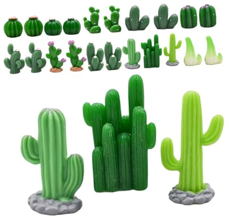 Toyvian 24pièces Lot de Mini Cactus Résine Décorations De Jardin Féérique Et Succulentes Artificielles pour Maisons De Poupées Et Tables