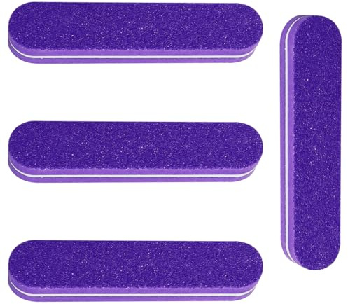 100/180 Grit Mini Nail Files, 4Pcs Thickened Professional Nail Files Set for Natural or Acrylic Nails, Double-Sided Fingernails Buffer File for Home Salon - Purple