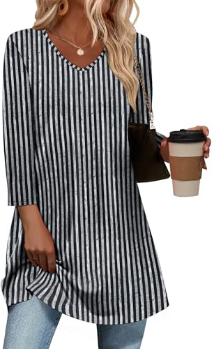 OFEEFAN Tunic Tops With Leggings Blouses For Women Business Casual Floral 10 M