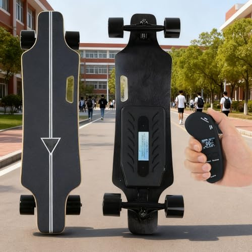 Giuggiolared Longboard Eléctrico con Doble Propulsión y Tabla Skate para Adultos, con Control Remoto, Autonomía 16-30 km, Velocidad 35 km/h – Opción Skateboard Electrico Urbano B-22km