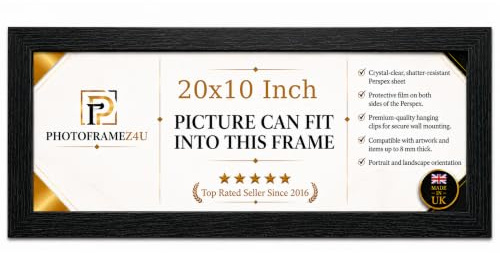 20x10 Inch Panoramic Picture Frame | Black Panoramic Photo Frame & Poster Frame for Pictures, Photos, Documents, Jigsaw Puzzles, Artwork | Landscape or portrait Wall Mount Display