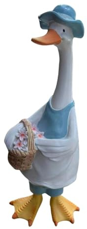 KiBcsLic Statua di Anatra Decorativa in Resina Resistente Ornamento Scultoreo da Esterno per Bambini E Adulti Elemento di Arredo per Giardino Balcone Prato Cor, Anatra Fiore Rosa